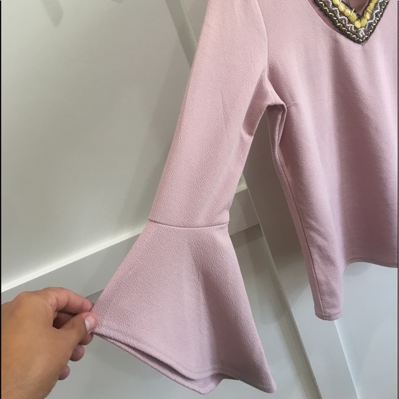 Essentials by Milano Beaded Long Sleeve Top sz M - Picture 3 of 6